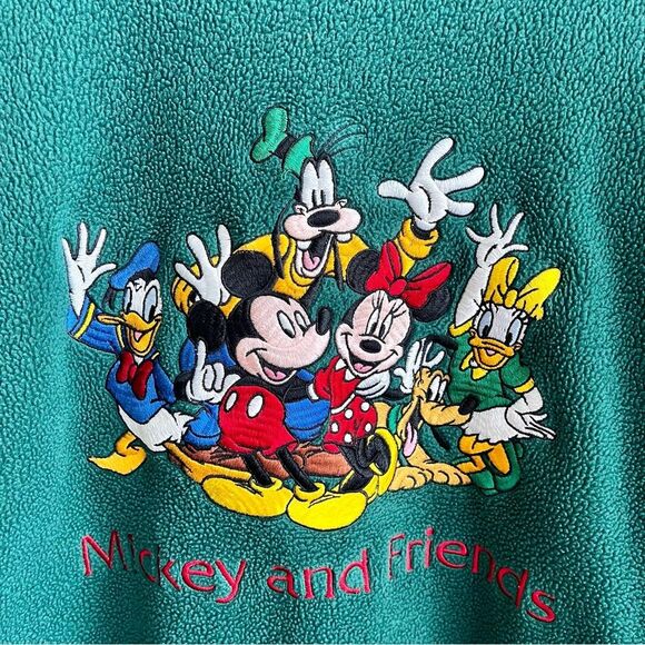 Vintage DISNEY Store Fleece Sweatshirt Embroidered Mickey Minnie Donald Goofy - Picture 3 of 7